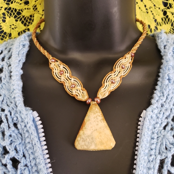 Jasper Macrame Handmade Adjustable Necklace - Picture 2 of 5